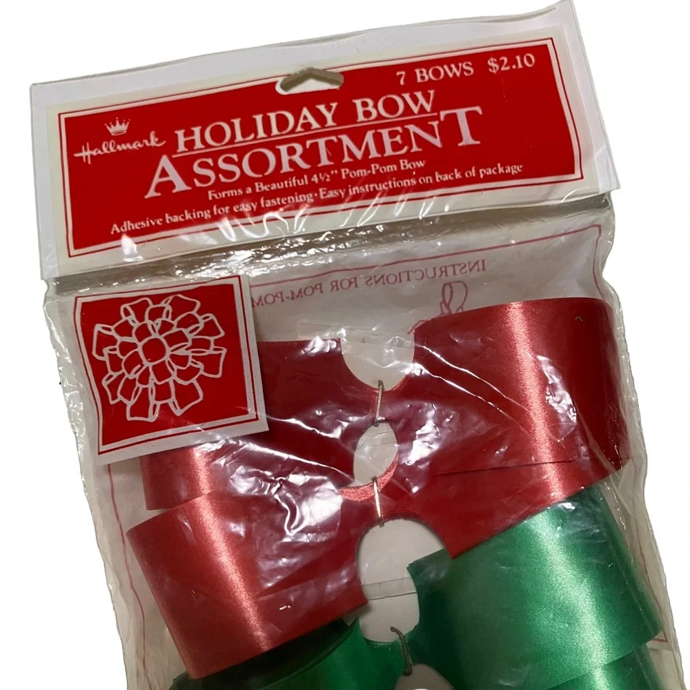 Vintage NEW Hallmark Christmas Holiday Pom Pom Bow Assortment 7 Bows